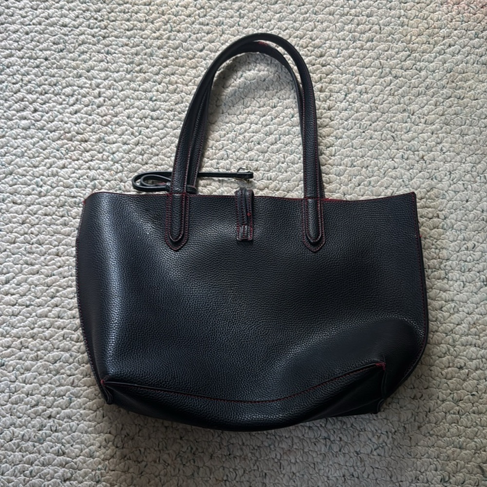 Tutilo Black Leather Tote Bag - Picture 2 of 9